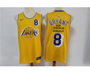 Men's Los Angeles Lakers #8 Kobe Bryant Authentic Gold 1978-2020 Commemorative Edition