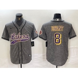 Men's Los Angeles Lakers #8 Kobe Bryant Grey Cool Base Stitched Baseball Jersey