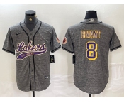 Men's Los Angeles Lakers #8 Kobe Bryant Grey Cool Base Stitched Baseball Jersey