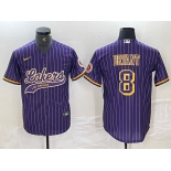 Men's Los Angeles Lakers #8 Kobe Bryant Purple Pinstripe Cool Base Stitched Baseball Jersey