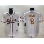 Men's Los Angeles Lakers #8 Kobe Bryant White Cool Base Stitched Baseball Jersey