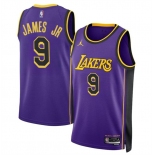 Men's Los Angeles Lakers #9 Bronny James Jr. Purple 2024 Draft Statement Edition Stitched Basketball Jersey