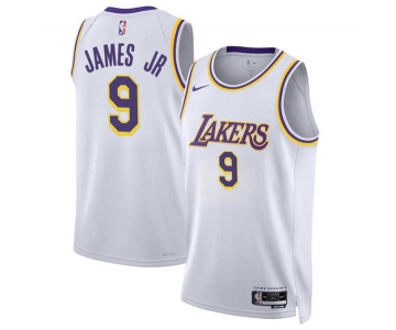 Men's Los Angeles Lakers #9 Bronny James Jr. White 2024 Draft Association Edition Stitched Basketball Jersey