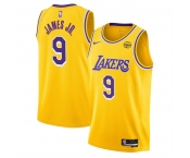 Men's Los Angeles Lakers #9 Bronny James Jr. Yellow 2024 Draft Icon Edition Stitched Basketball Jersey