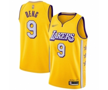 Men's Los Angeles Lakers #9 Luol Deng Swingman Gold 2019-20 City Edition Basketball Jersey