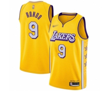 Men's Los Angeles Lakers #9 Rajon Rondo Swingman Gold 2019-20 City Edition Basketball Jersey