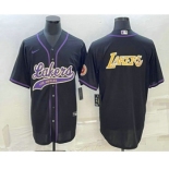 Men's Los Angeles Lakers Black Big Logo Cool Base Stitched Baseball Jerseys