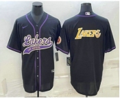 Men's Los Angeles Lakers Black Big Logo Cool Base Stitched Baseball Jerseys