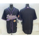 Men's Los Angeles Lakers Blank Black With Patch Cool Base Stitched Baseball Jersey