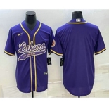 Men's Los Angeles Lakers Blank Purple Cool Base Stitched Baseball Jersey