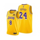 Men's Los Angeles Lakers Front #8 Back #24 Kobe Bryant 75th Anniversary Diamond Gold 2021 Stitched Basketball Jersey