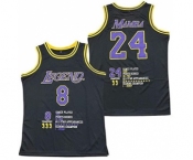 Men's Los Angeles Lakers Front #8 'Legend' Back #24 'Mamba' Kobe Bryant Black Stitched Basketball Jersey