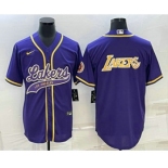 Men's Los Angeles Lakers Purple Big Logo Cool Base Stitched Baseball Jerseys