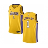 Men's Nike Los Angeles Lakers #1 Kentavious Caldwell-Pope Swingman Gold Home NBA Jersey - Icon Edition