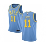 Men's Nike Los Angeles Lakers #11 Brook Lopez Authentic Blue Hardwood Classics NBA Jersey