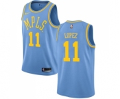 Men's Nike Los Angeles Lakers #11 Brook Lopez Authentic Blue Hardwood Classics NBA Jersey