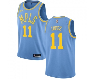 Men's Nike Los Angeles Lakers #11 Brook Lopez Swingman Blue Hardwood Classics NBA Jersey