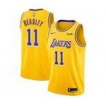 Men's Nike Los Angeles Lakers #11 Michael Beasley Swingman Gold NBA Jersey - Icon Edition