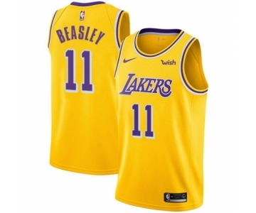 Men's Nike Los Angeles Lakers #11 Michael Beasley Swingman Gold NBA Jersey - Icon Edition