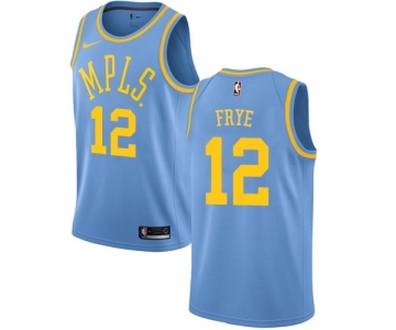 Men's Nike Los Angeles Lakers #12 Channing Frye Authentic Blue Hardwood Classics NBA Jersey