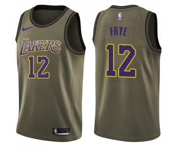 Men's Nike Los Angeles Lakers #12 Channing Frye Swingman Green Salute to Service NBA Jersey