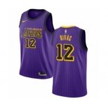 Men's Nike Los Angeles Lakers #12 Vlade Divac Swingman Purple NBA Jersey - City Edition