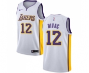 Men's Nike Los Angeles Lakers #12 Vlade Divac Swingman White NBA Jersey - Association Edition