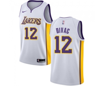 Men's Nike Los Angeles Lakers #12 Vlade Divac Swingman White NBA Jersey - Association Edition