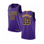 Men's Nike Los Angeles Lakers #13 Wilt Chamberlain Authentic Purple NBA Jersey - City Edition