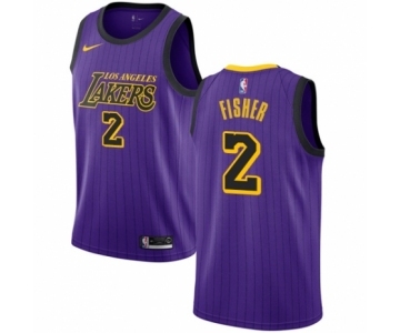 Men's Nike Los Angeles Lakers #2 Derek Fisher Authentic Purple NBA Jersey - City Edition