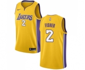 Men's Nike Los Angeles Lakers #2 Derek Fisher Swingman Gold Home NBA Jersey - Icon Edition