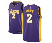 Men's Nike Los Angeles Lakers #2 Derek Fisher Swingman Purple NBA Jersey - Statement Edition