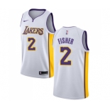 Men's Nike Los Angeles Lakers #2 Derek Fisher Swingman White NBA Jersey - Association Edition