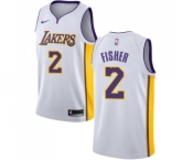 Men's Nike Los Angeles Lakers #2 Derek Fisher Swingman White NBA Jersey - Association Edition