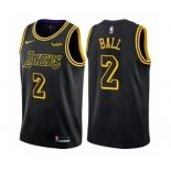 Men's Nike Los Angeles Lakers #2 Lonzo Ball Swingman Black City Edition NBA Jersey