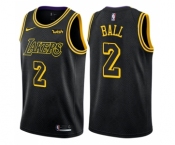 Men's Nike Los Angeles Lakers #2 Lonzo Ball Swingman Black City Edition NBA Jersey