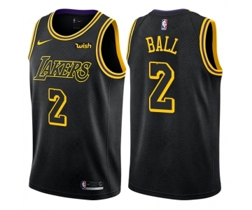 Men's Nike Los Angeles Lakers #2 Lonzo Ball Swingman Black City Edition NBA Jersey