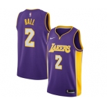 Men's Nike Los Angeles Lakers #2 Lonzo Ball Swingman Purple NBA Jersey - Statement Edition