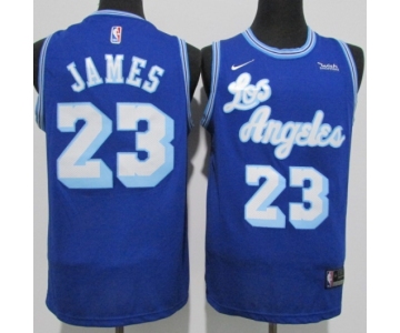 Men's Nike Los Angeles Lakers #23 LeBron James Authentic Blue Jerseys