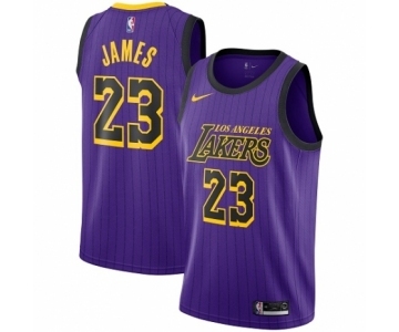 Men's Nike Los Angeles Lakers #23 LeBron James Authentic Purple NBA Jersey - City Edition