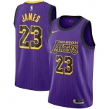 Men's Nike Los Angeles Lakers #23 LeBron James Purple NBA Jersey