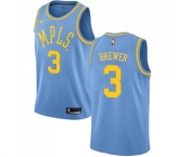 Men's Nike Los Angeles Lakers #3 Corey Brewer Authentic Blue Hardwood Classics NBA Jersey