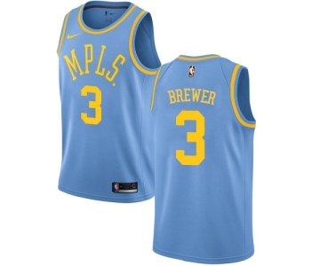 Men's Nike Los Angeles Lakers #3 Corey Brewer Authentic Blue Hardwood Classics NBA Jersey