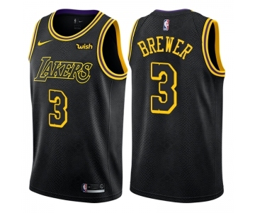 Men's Nike Los Angeles Lakers #3 Corey Brewer Swingman Black City Edition NBA Jersey