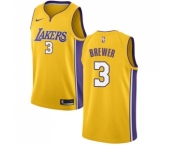 Men's Nike Los Angeles Lakers #3 Corey Brewer Swingman Gold Home NBA Jersey - Icon Edition