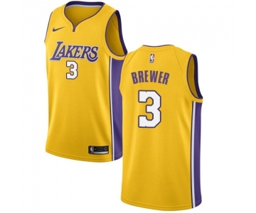 Men's Nike Los Angeles Lakers #3 Corey Brewer Swingman Gold Home NBA Jersey - Icon Edition