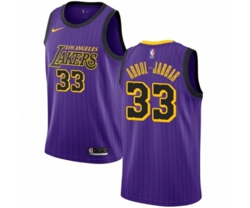 Men's Nike Los Angeles Lakers #33 Kareem Abdul-Jabbar Authentic Purple NBA Jersey - City Edition