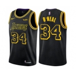 Men's Nike Los Angeles Lakers #34 Shaquille O'Neal Swingman Black City Edition NBA Jersey