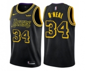 Men's Nike Los Angeles Lakers #34 Shaquille O'Neal Swingman Black City Edition NBA Jersey