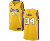 Men's Nike Los Angeles Lakers #34 Shaquille O'Neal Swingman Gold Home NBA Jersey - Icon Edition